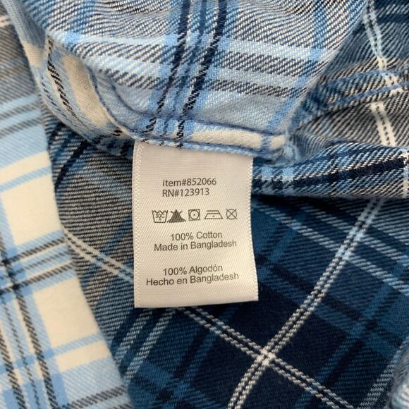 Jachs Girlfriend Shirt Womens M Medium Flannel Blue White Pearl Snap Button Up - Picture 11 of 13